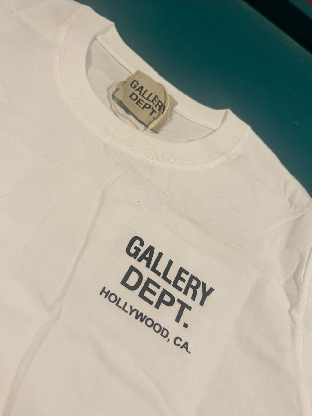 Gallery Dept White Crewneck T-Shirt with Black Logo
